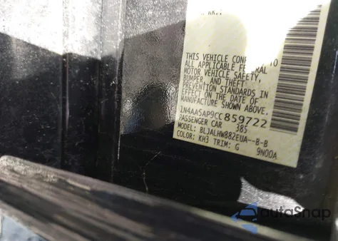 2012 Nissan Maxima 3.5 Sv z USA, uszkodzony, nr VIN 1N4AA5AP9CC859722